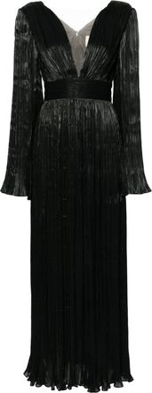 V:PM ATELIER Eva plissé maxi dress - women - Polyester/Polyester/Spandex/Elastane - 40 - Black