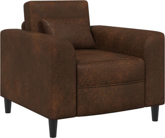 vidaXL Sill&oacute;n Marr&oacute;n Cuero De Suede Sint&eacute;tico Vidaxl