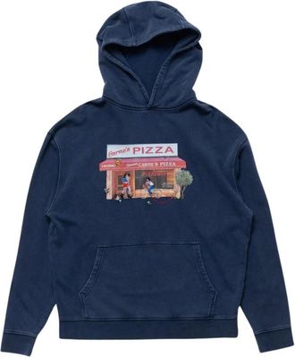 Carne Bollente Graphic Hooded Sweatshirt - Heren - Hoodies - Blauw - M - Katoen - Hoodies & sweatvesten