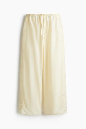 H&M Bestickte Pyjamahose - Hellgelb