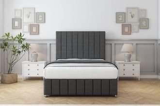 Comfort Beds Sara Dumfries Divan Set 2 Drawers-26 Headboard-Footboard in Dark Grey | Size: Single