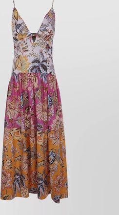 Farm Rio cotton floral-print sleeveless midi dress