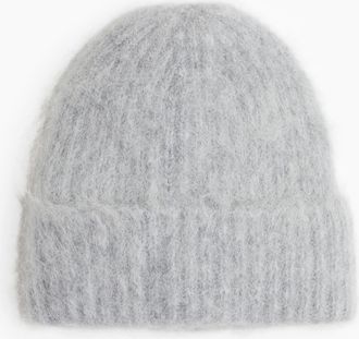 H&M Gerippte Beanie aus Alpakamix - Grau