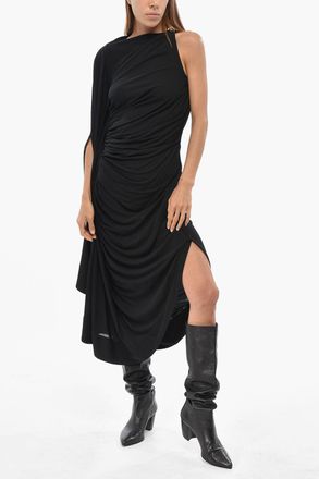 Bottega Veneta Fitted One-Shoulder Dress With Maxi Draping And Side Slit Bottega Veneta