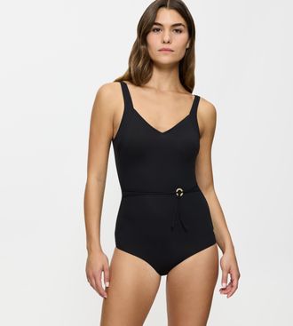 Triumph Badeanzug TRIUMPH Summer Twist, Damen, Gr. 38, Cup E, schwarz, Microfaser, Obermaterial: 77% Polyamid, 23% Elasthan, Badeanz&uuml;ge Badeanzug, V-Ausschnit