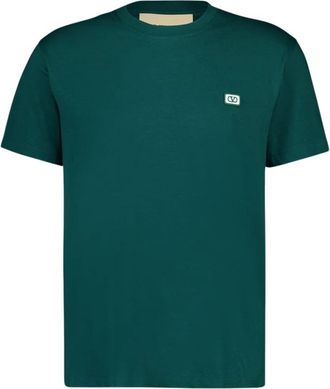 Valentino Garavani Cotton Jersey T-Shirt met VLogo Patch - Heren - T-shirts - Groen - S - Katoen - Tops