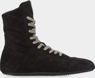 DRKSHDW RICK OWENS Quilted Minimal Suede High-Top Sneakers