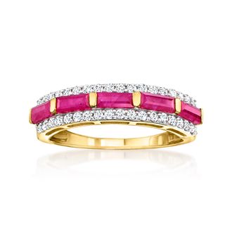 Ross-Simons Ruby and. Diamond Ring in 14kt Yellow Gold