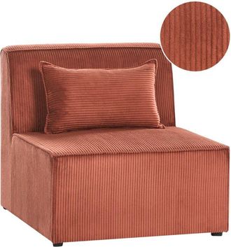 Beliani 1-Seat Section Dark Red Corduroy Jumbo Cord Sofa Module Modern Single-Seat LEMVIG