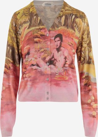 Versace Seiden-Cardigan mit FKK-Print
