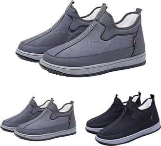 Generic Men Winter Snow Boots Size 5.5, Comfortable Warm Fur Lined Slip on Ankle Boots, Outdoor Lightweight Waterproof Shoes Non-Slip Rubber Sole Walking Boot