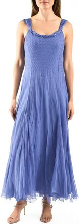 Komarov Charmeuse & Chiffon Maxi Cocktail Dress in Fregatta Blue at Nordstrom, Size X-Large
