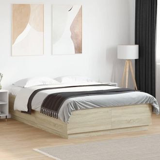 vidaXL Estructura De Cama Madera De Ingenier&iacute;a Roble Sonoma 120x200 Cm Vidaxl