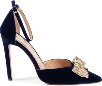 Dee Ocleppo Womens Velvet Bow Pump Navy Blue Leather (archived) - Size UK 5