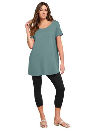 Roaman's Plus Size Cotton Ultimate Scoopneck Swing Tunic in Cool Sage at Nordstrom, Size 12