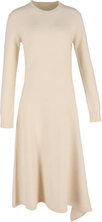 Jil Sander Jil Sander gebreide midi-jurk met lange mouwen van cr&egrave;mekleurige wol