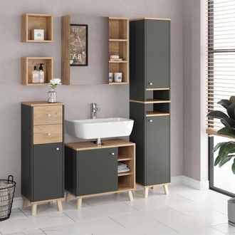 Vicco Conjunto De Muebles De Ba&ntilde;o Senyo, Antracita, 5 Piezas