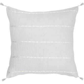 Anaya with Love So Soft Linen Pillow with Down Insert in Light Grey/white Embr Stripes at Nordstrom, Size 2Ft 0In X 2Ft 0In