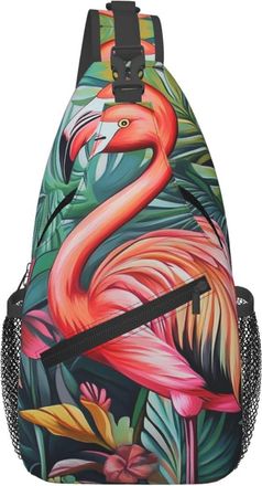 Generic Tropical Flamingo Crossbody Bag Adjustable Shoulder Bag Anti Theft Crossbody Bags For Shopping Camping Men