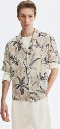 H&M Relaxed-fit resort shirt in Beige/patterned at Nordstrom, Size Xx-Large