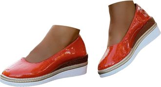 Generic Womens Platform Espadrilles Wedge Shoes Slip On Closed Round Toe Casual Shiny Pumps Dressy Women Chunky Block High Heel Orthopedic Shoes Solid Low Top