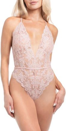In Bloom by Jonquil Rosalie Lace Thong Teddy in Rose Dawn at Nordstrom, Size X-Small