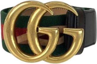 Gucci Pre-owned Belts, male, Green, Size: ONE SIZE Pre-owned GG Marmont Canvas Leather Belt
