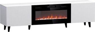 Mirjan24 Mobilier1 - Mueble Tv Levmari 106, Blanco + Negro, N&uacute;mero De Puertas: 0, N&uacute;mero De Cajones: 0, 181x49x40cm, Led
