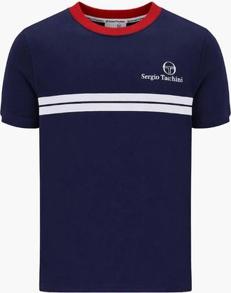 Sergio Tacchini Mens Sergio Tacchini Supermac T-Shirt Maritime Blue/Adrenaline Rush/White - Navy - Size: 40