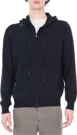 Drumohr Blue Full-Zip Cotton Sweater