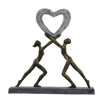 The Libra Company Uplifting Love Couple With Heart Resin Sculpture - Limestone/Polyresin in Bronze