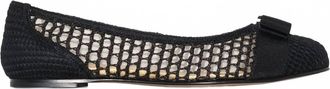 Ferragamo Womens Varina Bow-Embellished Ballerina Shoes In Black