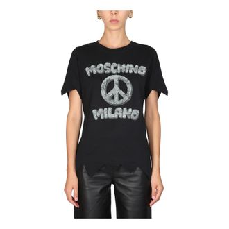 Moschino Crew Neck Logo T-shirt - female - Moschino - T-Shirts - Black - XS - Tops