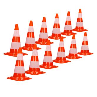 ECD Germany Ecd Germany - 12x Cono De Tr&aacute;fico Obra Pieza De Se&ntilde;alizaci&oacute;n Emergencia Color Naranja Y Blanco 47 Cm De Altura En Pvc Fuerte Y Robusto Pil&oacute;n De Seguri