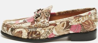Ferragamo Multicolor Flower Printed Leather Bit Slip On Loafers