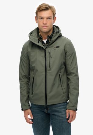 Superdry Outdoorjacke SUPERDRY HOODED SOFT SHELL TREKKER JKT, Herren, Gr. XXL, gr&uuml;n (shell grau olive), Softshell, Obermaterial: 90% Polyester, 10% Elasthan, u