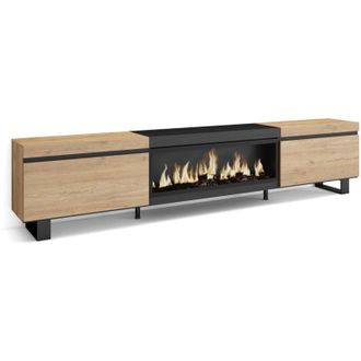 Skraut Home Skraut Home - Mueble Tv, Televisi&oacute;n, Muebles De Sal&oacute;n, Almacenaje, 267x57x35 Cm, Para Tv Gran Formato, Chimenea El&eacute;ctrica Xxl, Dise&ntilde;o Industrial, Esti
