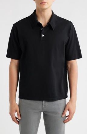 Frame Denim Silk & Cotton Polo in Black at Nordstrom Rack, Size X-Large