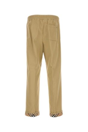 Burberry Mens Biege Twill Pant Hamper Exterior: Cotton Pantaloni