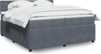 vidaXL Cama Box Spring Con Colch&oacute;n Terciopelo Gris Oscuro 200x200 Cm Vidaxl