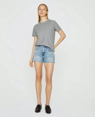 AG - Adriano Goldschmied Womens AG Jeans Hailey Cut-off Shorts Blue Denim Raw Hem Boyfriend KFC513