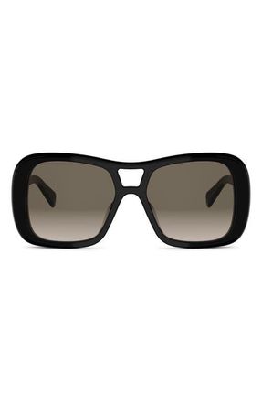 Celine Triomphe 55mm Gradient Pilot Sunglasses in Shiny Black /Gradient Brown at Nordstrom