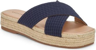 Lucky Brand Gayte Sandals Womens Blue Cross Strap Slip On Espadrille ZAP2112