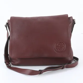 Gucci Red Color Wine Leather Messenger Bag Shoulder Bag (Pre-Owned)