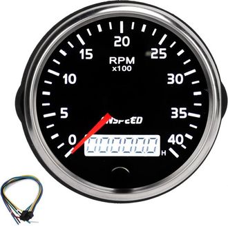 OEM Indicador De Tac&oacute;metro, 85 Mm/3,35 Pulgadas, 0-4000 Rpm, Resistente Al Agua Ip67, Retroiluminaci&oacute;n &Aacute;mbar Blanca Para Motores De Gasolina De 1 A 8 Cili