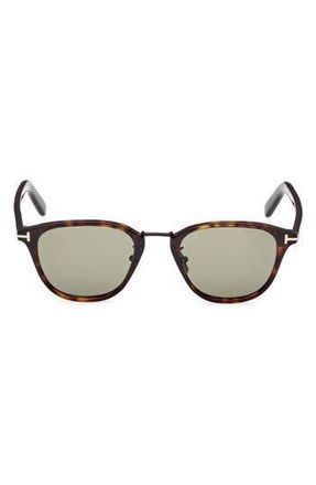 Tom Ford 50mm Square Sunglasses in Dark Havana /Green at Nordstrom Rack