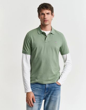 GANT Mens Regular-Fit Shield Piqu&eacute; Polo Shirt - Green - Size: 40