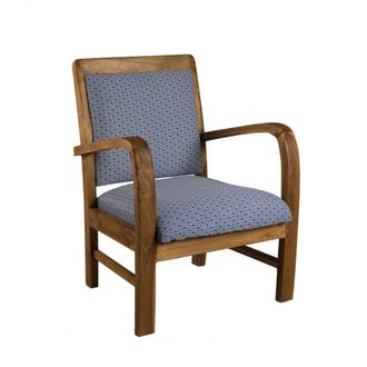 Macabane Sill&oacute;n de madera de teca y tela azul