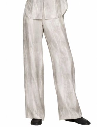 Lafayette 148 New York Silk Twill Sullivan Pant In Cream/gray