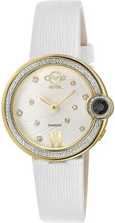Gevril Group Peruga Diamond Leather Strap Watch in White at Nordstrom Rack
